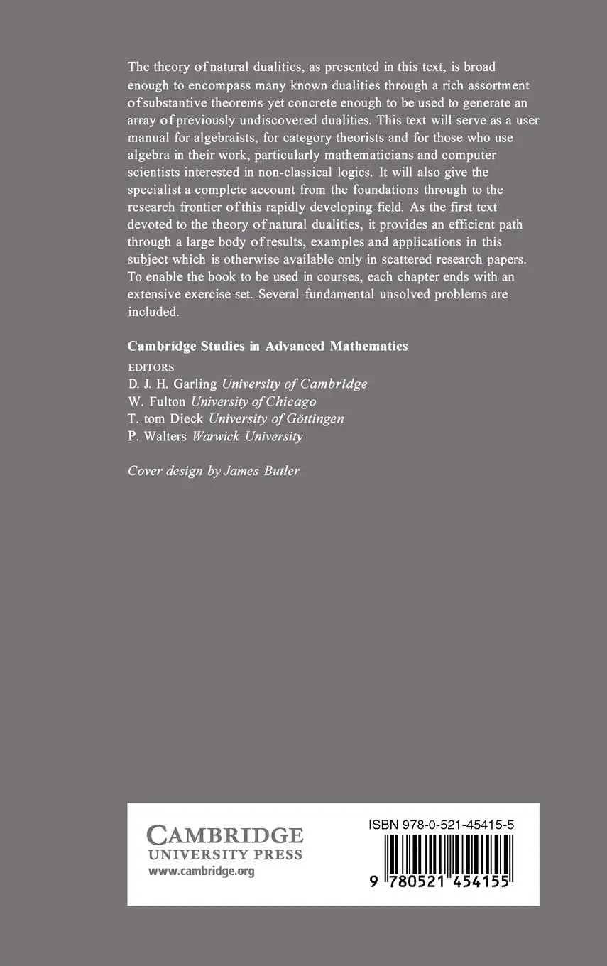 Rückseite: 9780521454155 | Natural Dualities for the Working Algebraist | David M. Clark (u. a.)