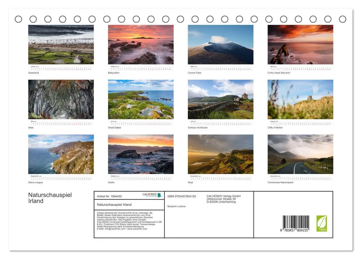 Bild: 9783457804155 | Naturschauspiel Irland (Tischkalender 2026 DIN A5 quer), CALVENDO...