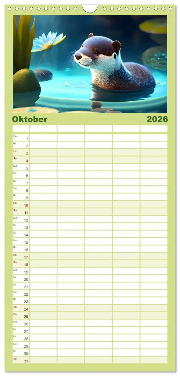 Bild: 9783516504255 | Familienplaner 2026 - Niedliche Fischotter begleiten dich durch das...
