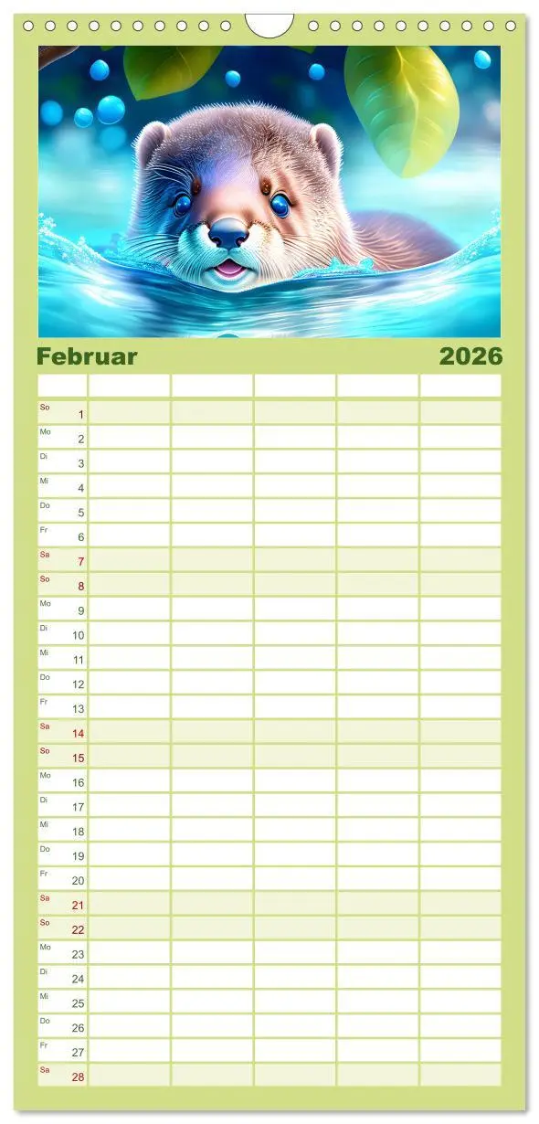 Bild: 9783516504255 | Familienplaner 2026 - Niedliche Fischotter begleiten dich durch das...