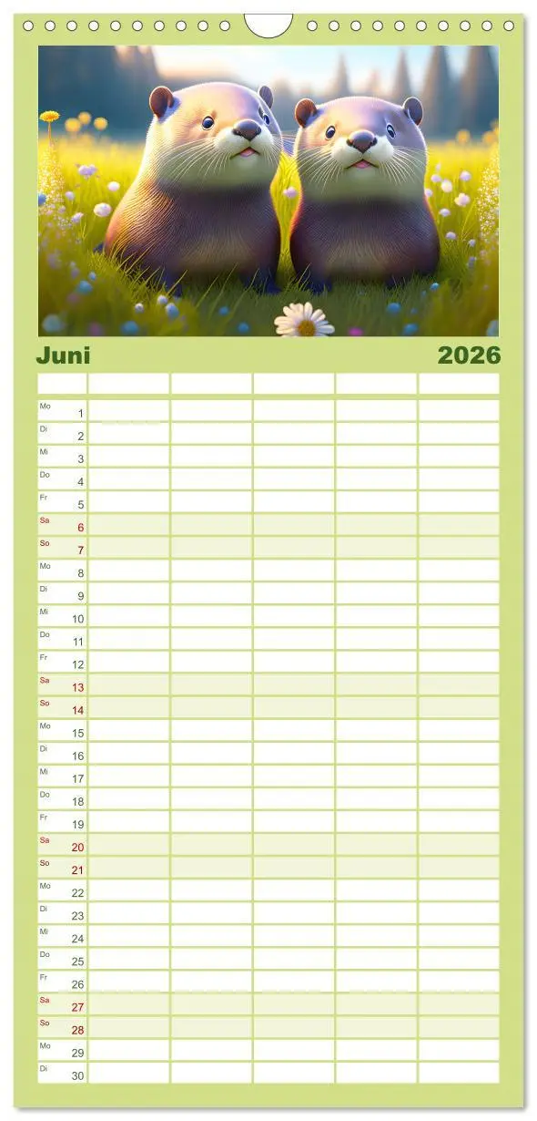Bild: 9783516504255 | Familienplaner 2026 - Niedliche Fischotter begleiten dich durch das...