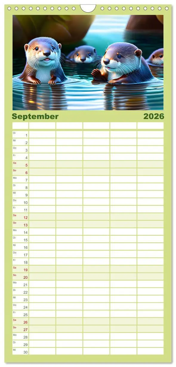 Bild: 9783516504255 | Familienplaner 2026 - Niedliche Fischotter begleiten dich durch das...