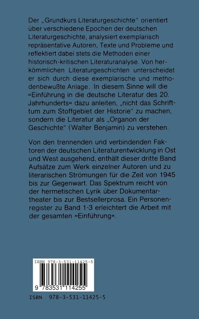 Rückseite: 9783531114255 | Einführung in die deutsche Literatur des 20. Jahrhunderts | Buch