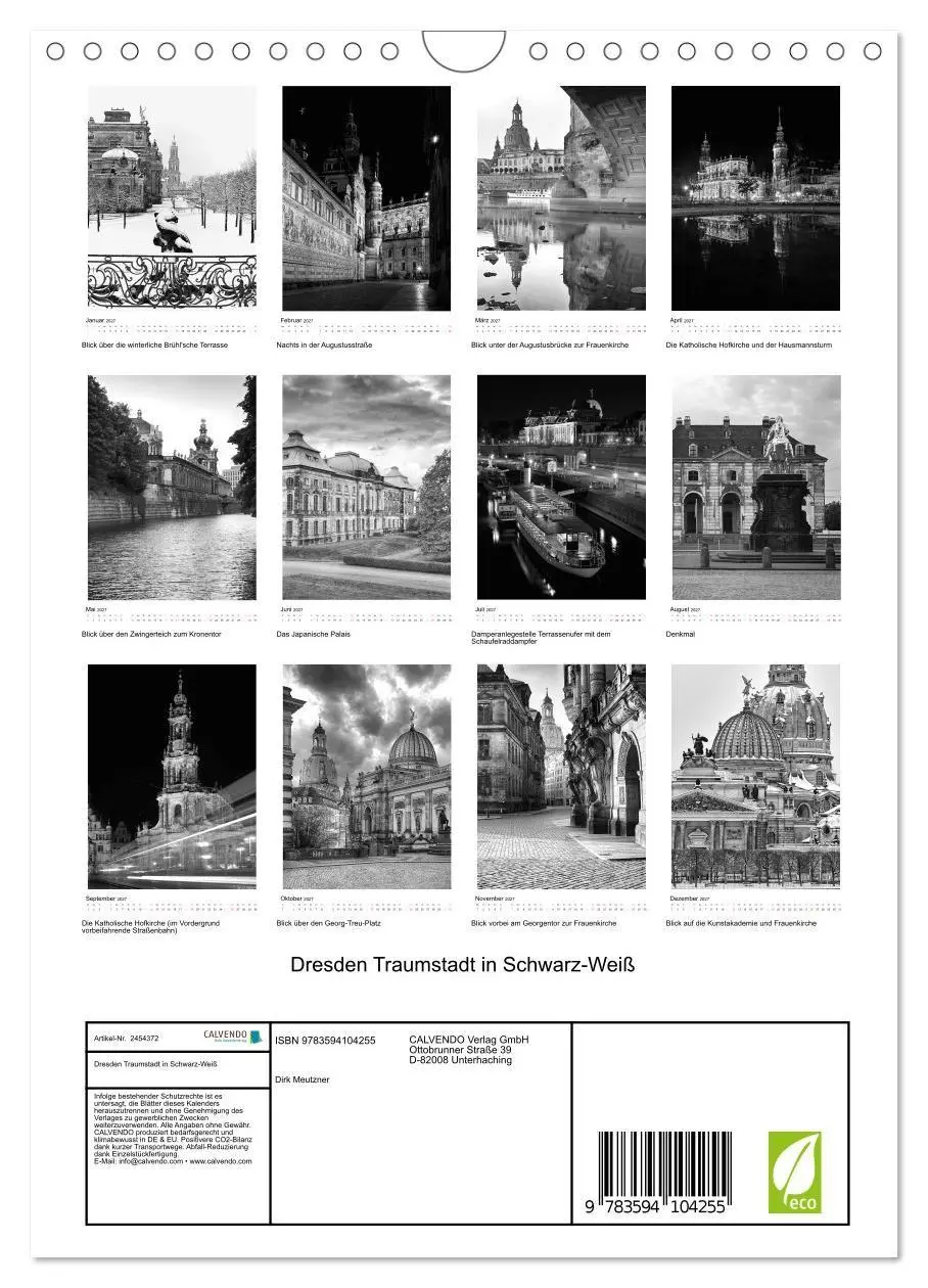 Bild: 9783594104255 | Dresden Traumstadt in Schwarz-Weiß (Wandkalender 2027 DIN A4 hoch),...