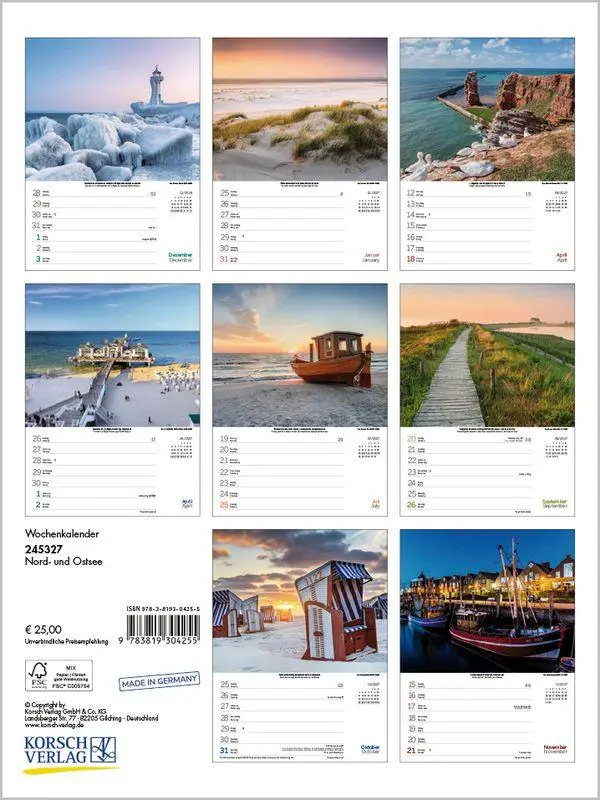 Bild: 9783819304255 | Nord- und Ostsee Wochenkalender 2027 | Korsch Verlag | Kalender | 2027