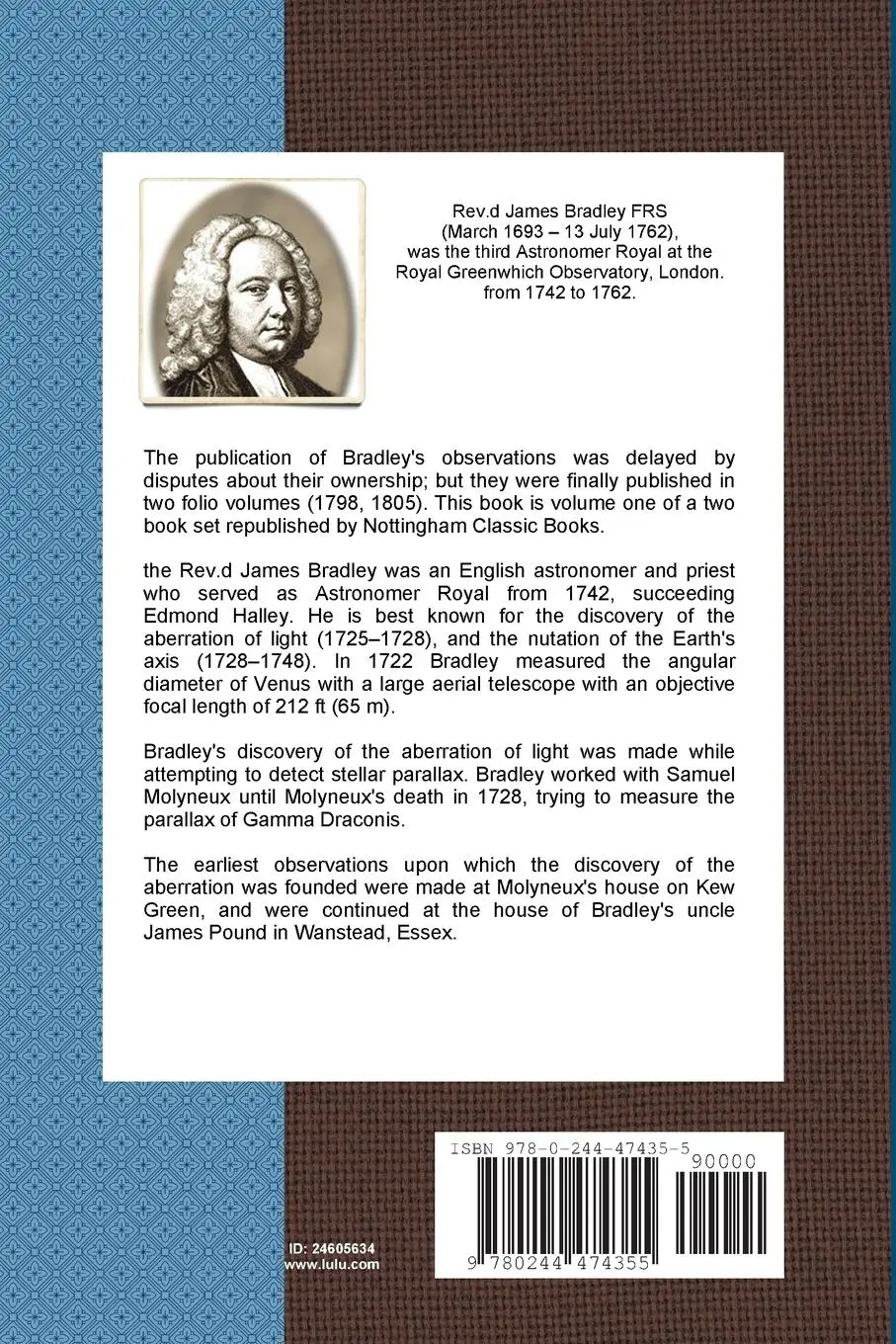 Rückseite: 9780244474355 | Observations &amp; Correspondence of Rev.d James Bradley | Bradley | Buch