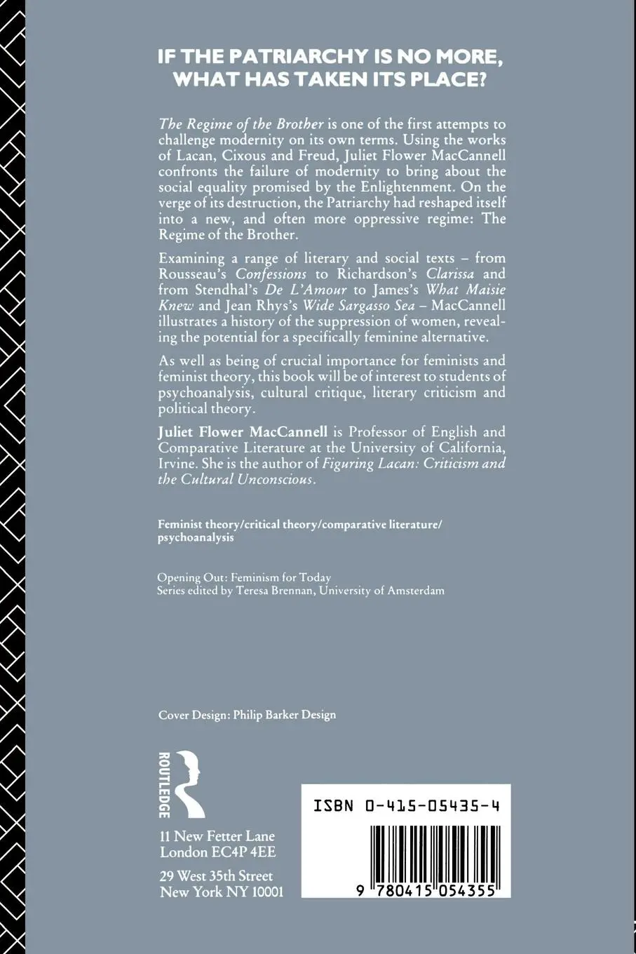 Rückseite: 9780415054355 | The Regime of the Brother | After the Patriarchy | Maccannell | Buch