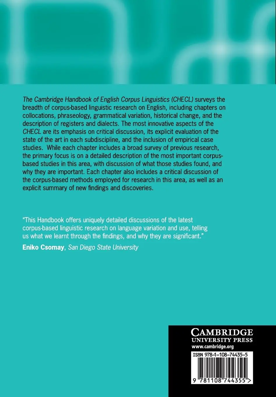 Rückseite: 9781108744355 | The Cambridge Handbook of English Corpus Linguistics | Biber (u. a.)