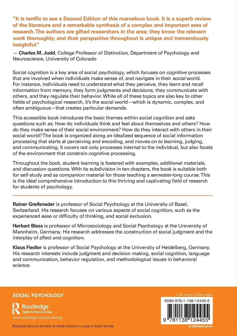 Rückseite: 9781138124455 | Social Cognition | How Individuals Construct Social Reality | Buch