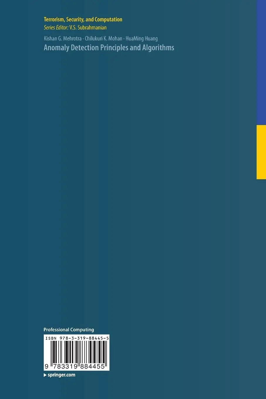 Rückseite: 9783319884455 | Anomaly Detection Principles and Algorithms | Mehrotra (u. a.) | Buch