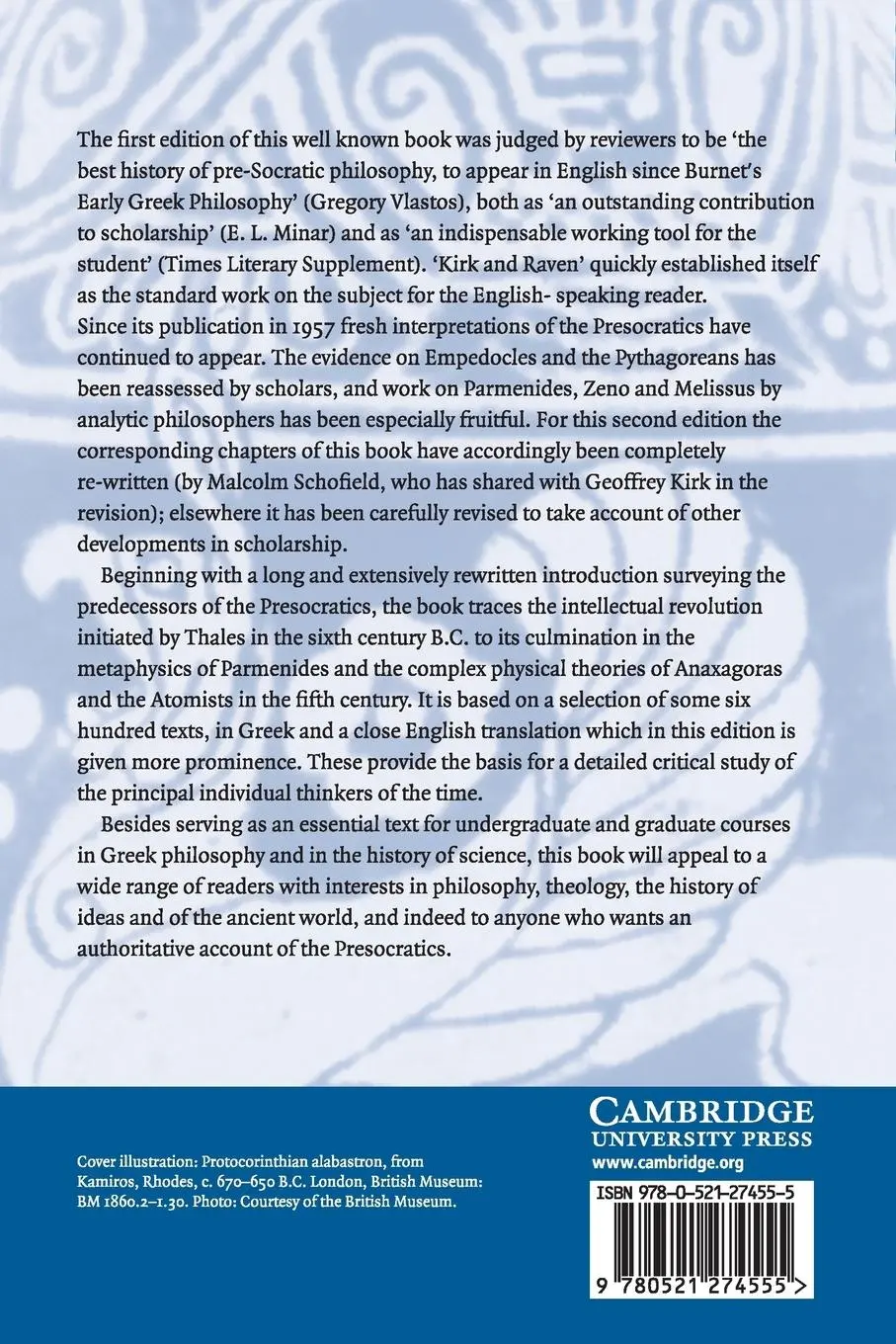 Rückseite: 9780521274555 | The Presocratic Philosophers | G. S. Kirk (u. a.) | Taschenbuch | 2015