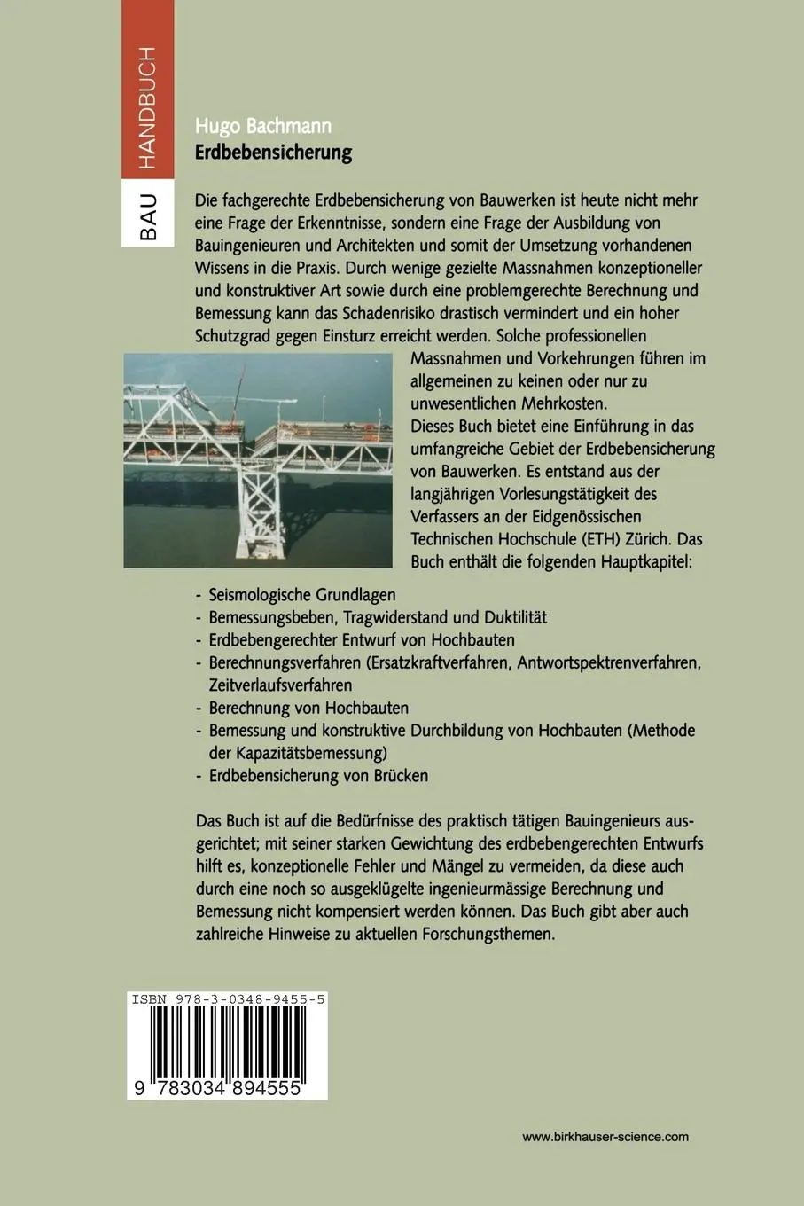 Rückseite: 9783034894555 | Erdbebensicherung von Bauwerken | Hugo Bachmann | Taschenbuch | xv