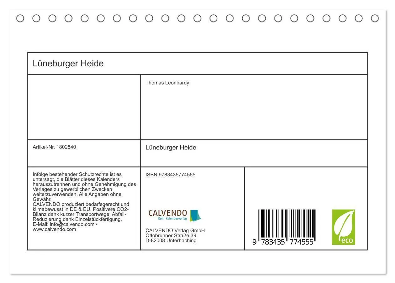 Bild: 9783435774555 | Lüneburger Heide (Tischkalender 2025 DIN A5 quer), CALVENDO...