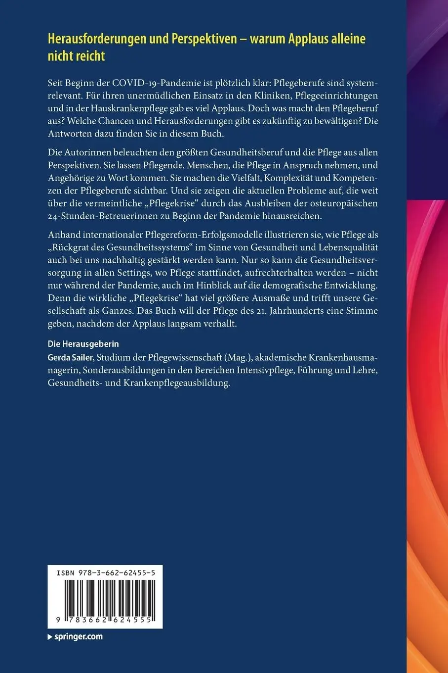 Rückseite: 9783662624555 | Pflege im Fokus | Gerda Sailer | Taschenbuch | xvi | Deutsch | 2021