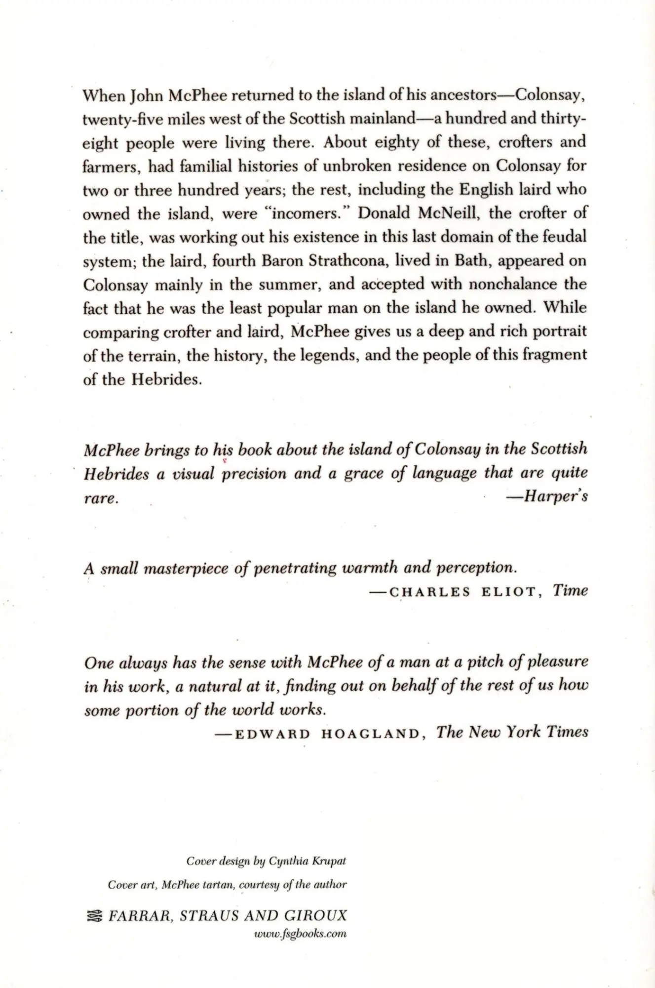 Rückseite: 9780374514655 | The Crofter and the Laird | McPhee John | Taschenbuch | Englisch