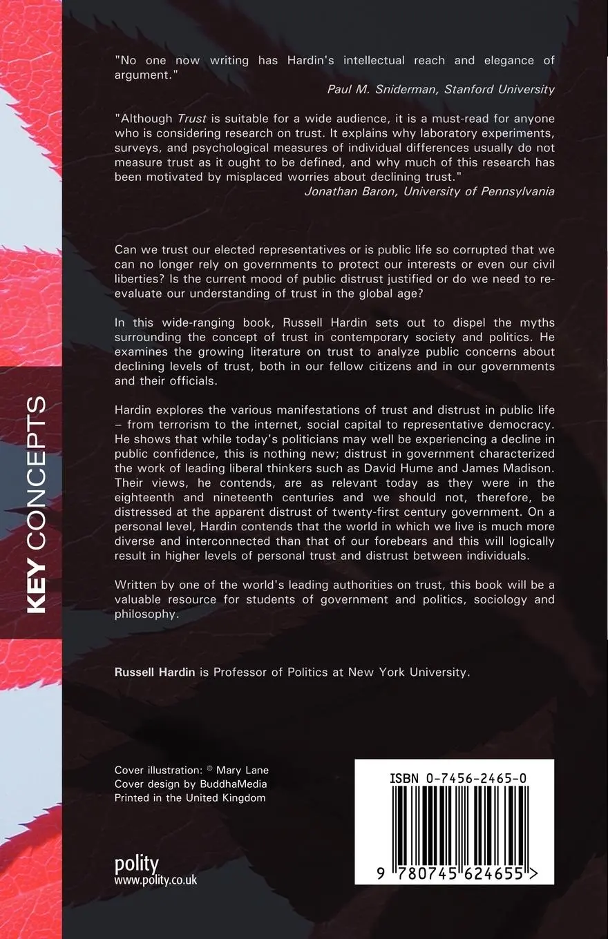 Rückseite: 9780745624655 | Trust | Russell Hardin | Taschenbuch | Englisch | 2006 | Polity Press