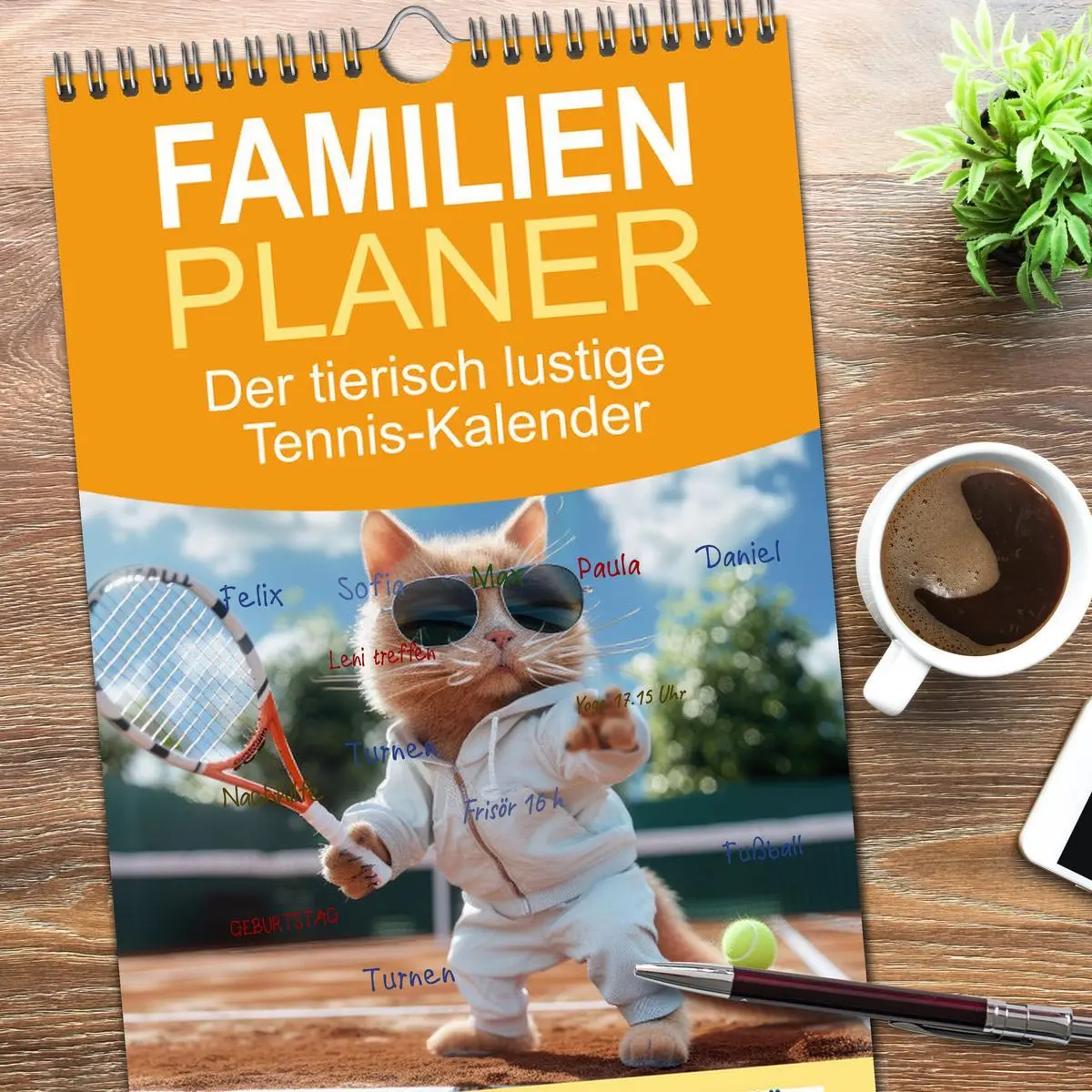 Bild: 9783516494655 | Familienplaner 2026 - Der tierisch lustige Tennis-Kalender mit 5...