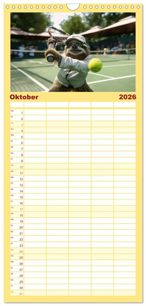 Bild: 9783516494655 | Familienplaner 2026 - Der tierisch lustige Tennis-Kalender mit 5...