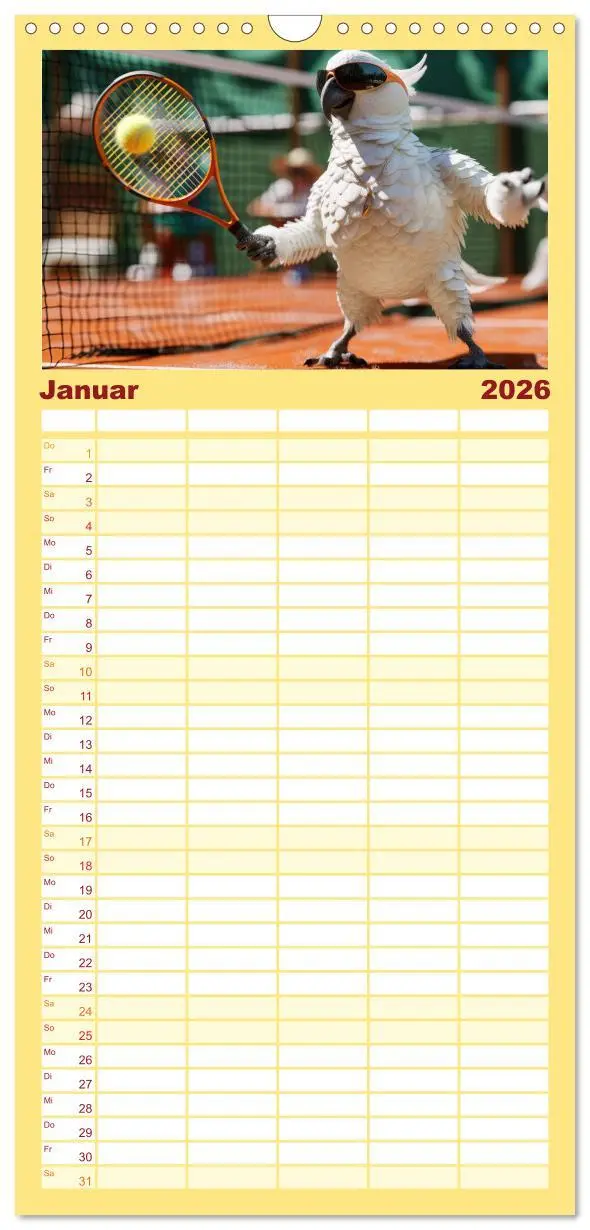 Bild: 9783516494655 | Familienplaner 2026 - Der tierisch lustige Tennis-Kalender mit 5...
