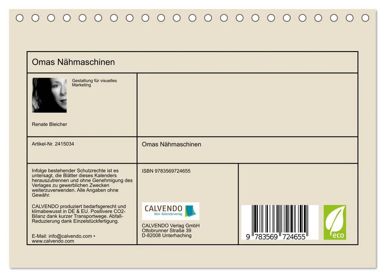 Bild: 9783569724655 | Omas Nähmaschinen (Tischkalender 2027 DIN A5 quer), CALVENDO...