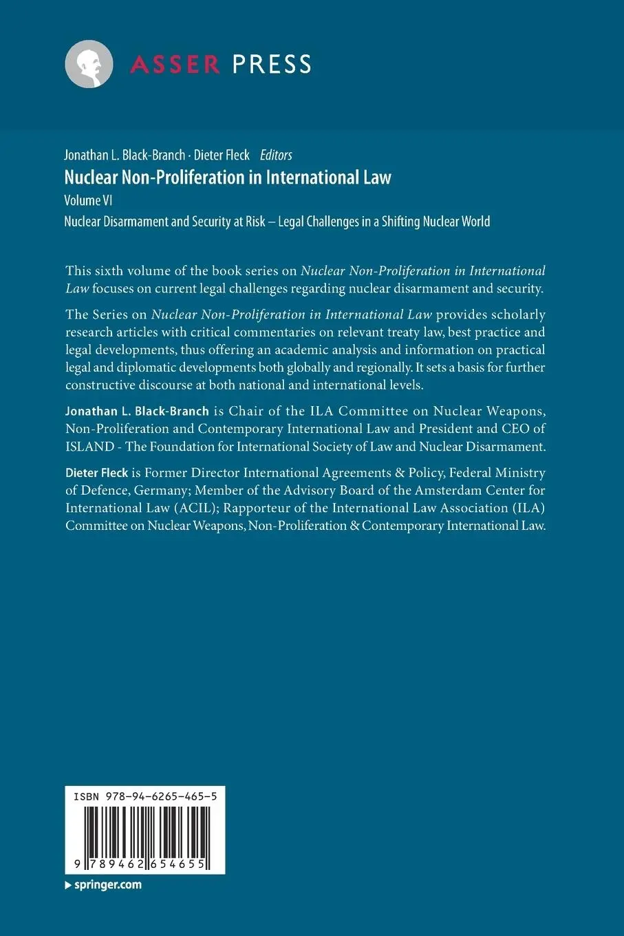 Rückseite: 9789462654655 | Nuclear Non-Proliferation in International Law - Volume VI | Buch