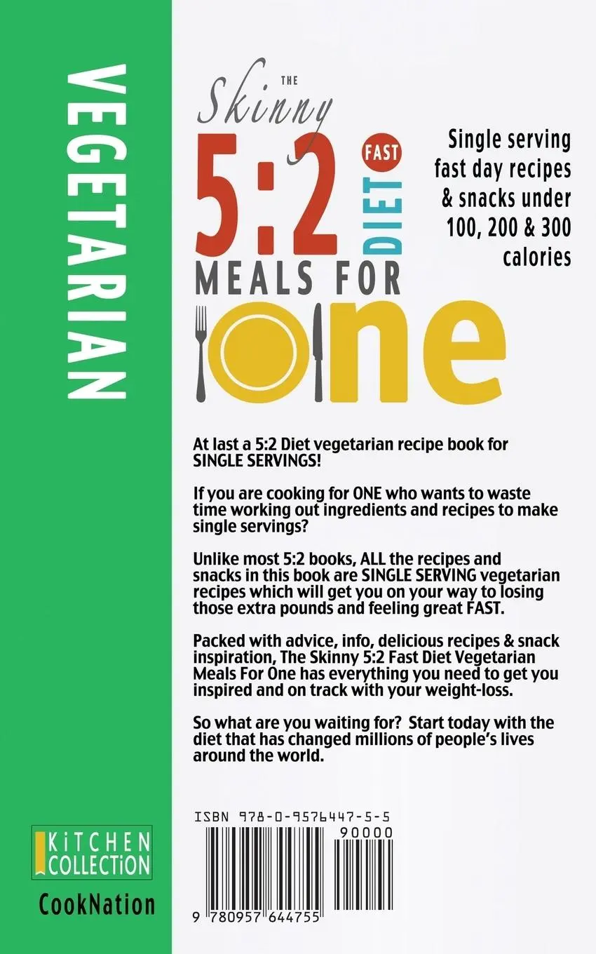 Rückseite: 9780957644755 | The Skinny 5 | 2 Fast Diet Vegetarian Meals for One | Cooknation