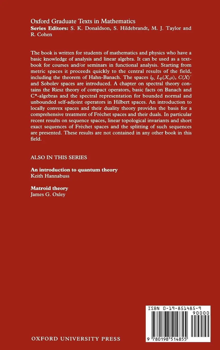 Rückseite: 9780198514855 | Introduction to Functional Analysis | Vogt Meise (u. a.) | Buch | 1997