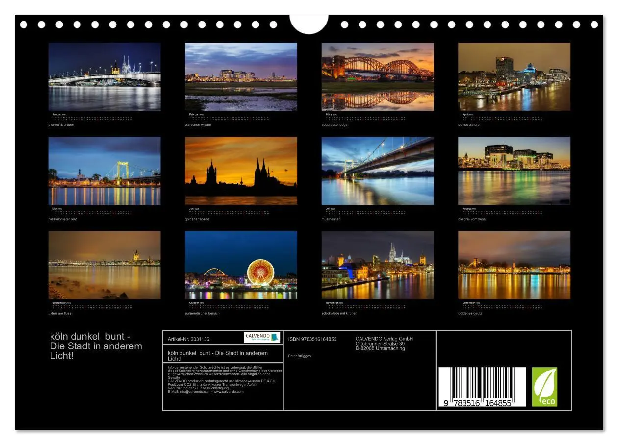 Bild: 9783516164855 | köln dunkel bunt - Die Stadt in anderem Licht! (Wandkalender 2026...