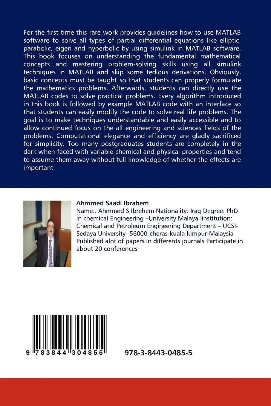Rückseite: 9783844304855 | SOLVING ADVANCED PARTIAL DIFFERENTIAL EQUATIONS BY MATLAB SOFTWARE