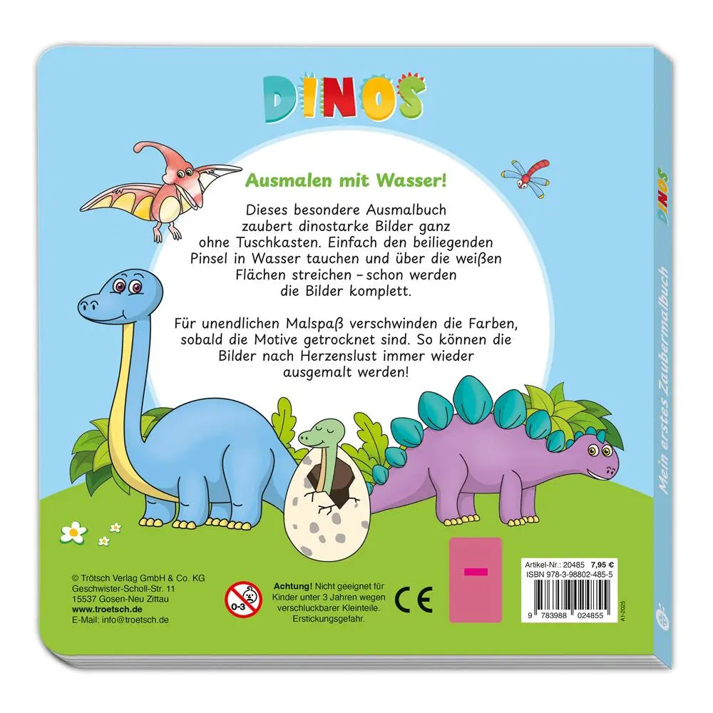 Bild: 9783988024855 | Trötsch Malbuch mit Pinsel Mein erstes Zaubermalbuch Dinos | KG | Buch