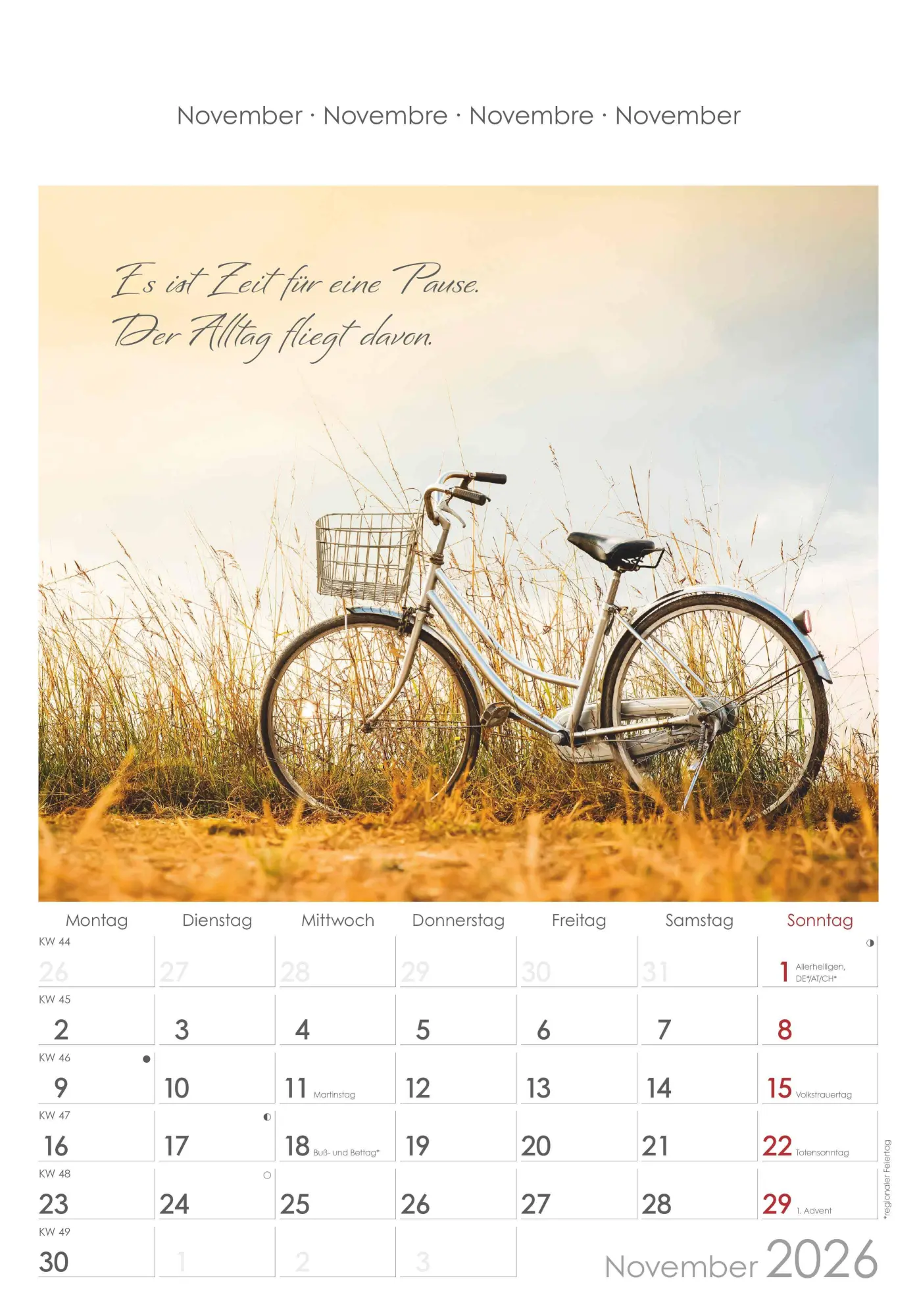 Bild: 4069095004955 | Auszeit für die Seele 2026 - Bildkalender 23,7x34 cm - Kalender mit...
