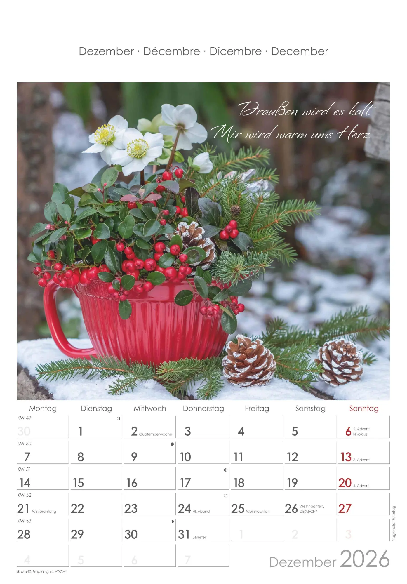 Bild: 4069095004955 | Auszeit für die Seele 2026 - Bildkalender 23,7x34 cm - Kalender mit...
