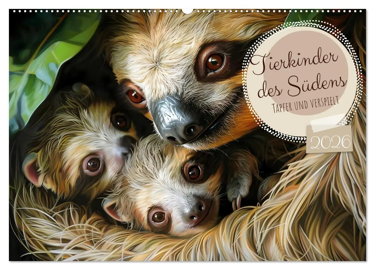 Cover: 9783457444955 | Tierkinder des Südens (Wandkalender 2026 DIN A2 quer), CALVENDO...