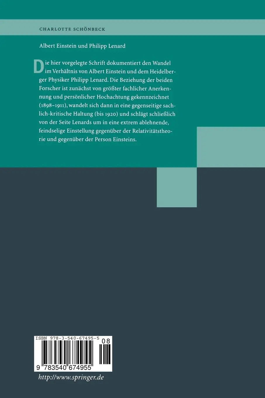 Rückseite: 9783540674955 | Albert Einstein und Philipp Lenard | Charlotte Schönbeck | Taschenbuch