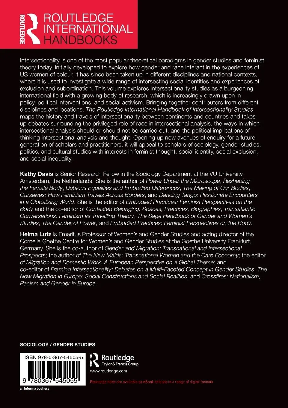 Rückseite: 9780367545055 | The Routledge International Handbook of Intersectionality Studies