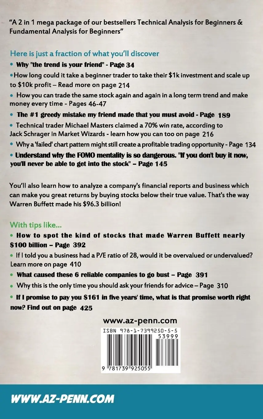 Rückseite: 9781739925055 | Technical &amp; Fundamental Analysis for Beginners 2 in 1 Edition | Penn