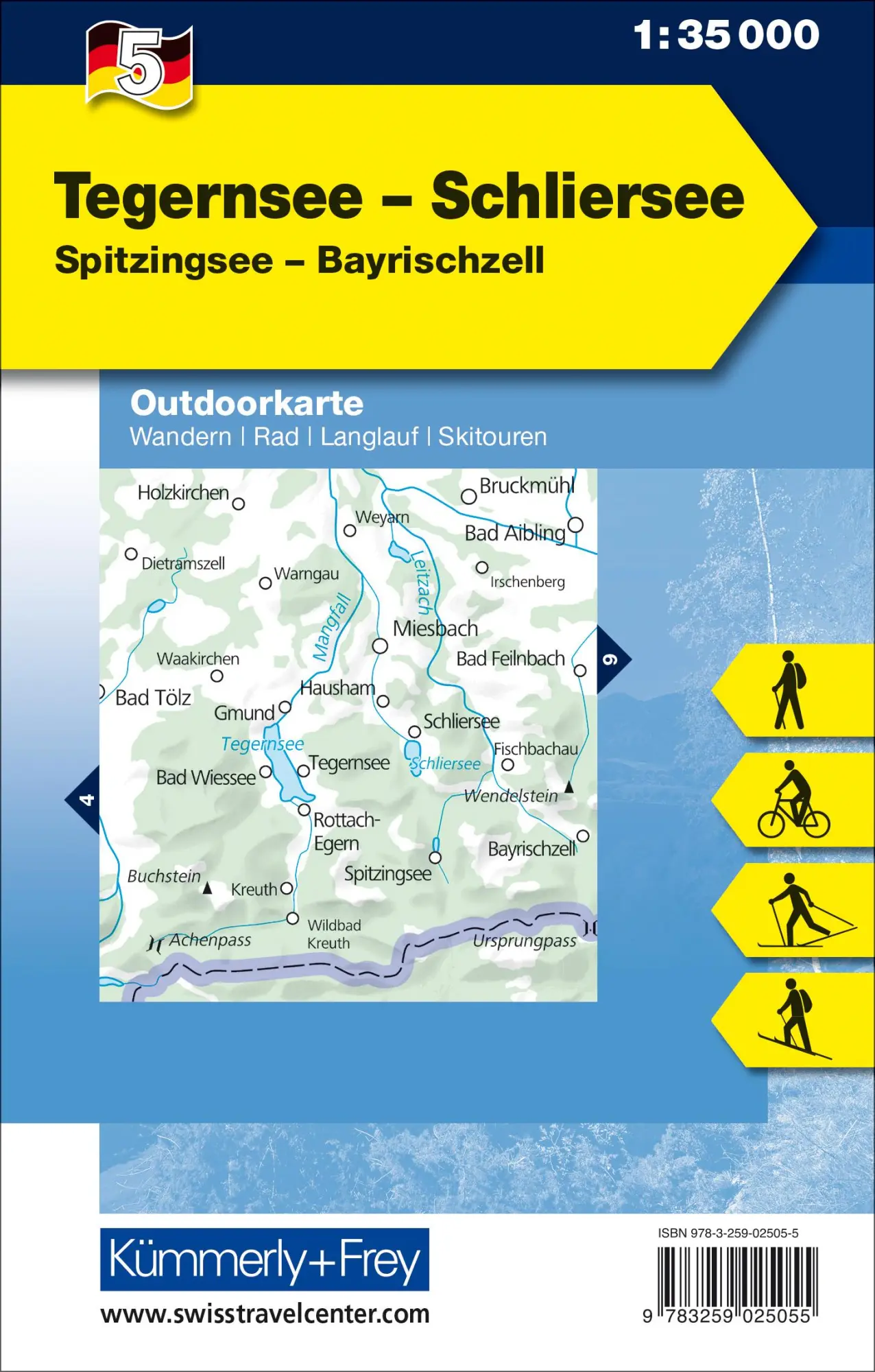 Rückseite: 9783259025055 | KuF Deutschland Outdoorkarte 05. Tegernsee - Schliersee 1 : 35 000