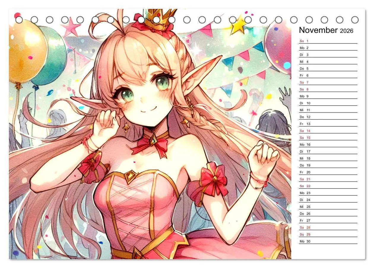Bild: 9783457405055 | Bezaubernde Manga Elfen (Tischkalender 2026 DIN A5 quer), CALVENDO...