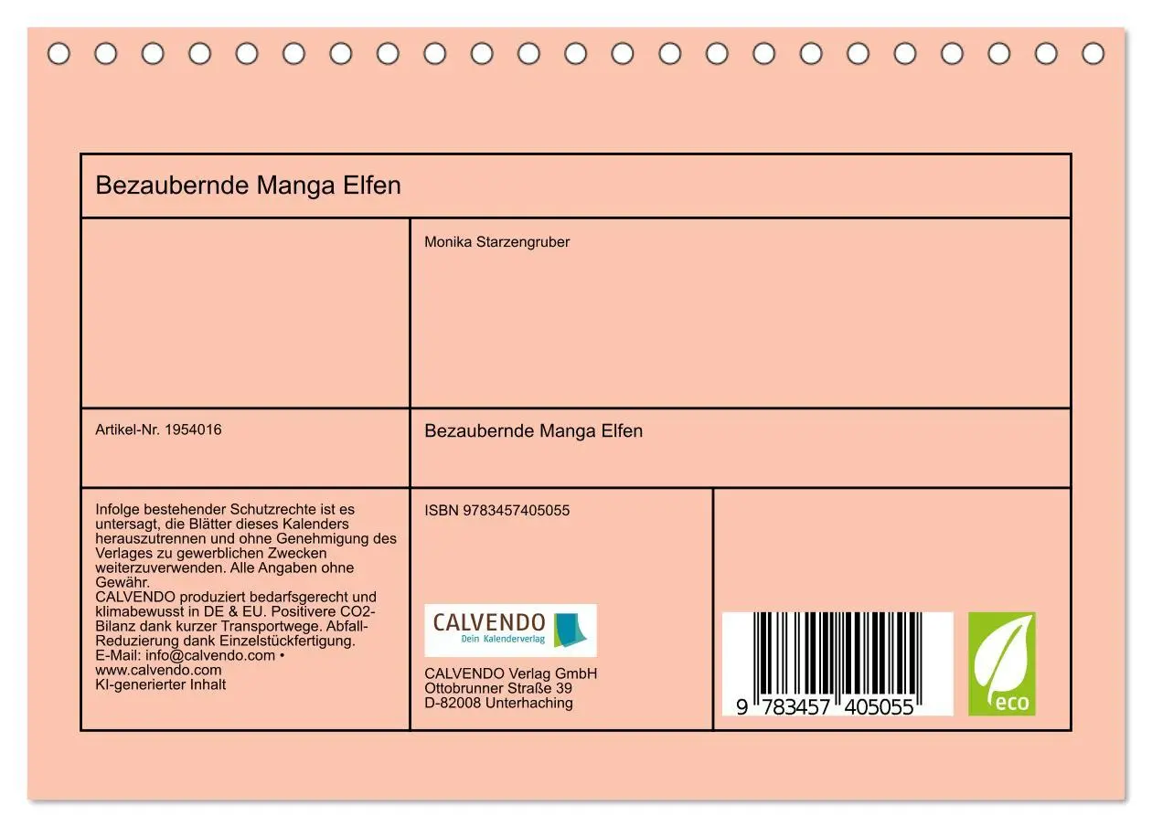 Bild: 9783457405055 | Bezaubernde Manga Elfen (Tischkalender 2026 DIN A5 quer), CALVENDO...