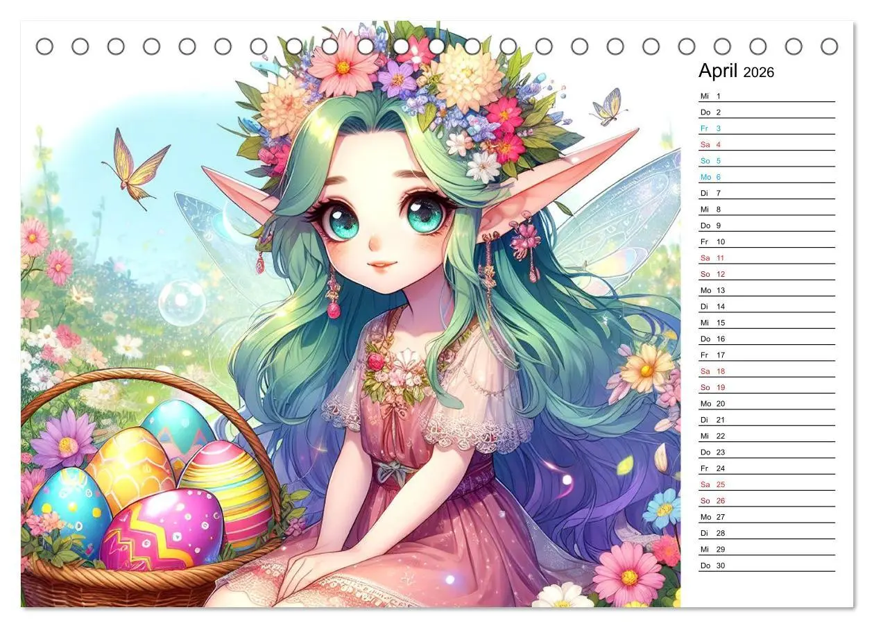 Bild: 9783457405055 | Bezaubernde Manga Elfen (Tischkalender 2026 DIN A5 quer), CALVENDO...
