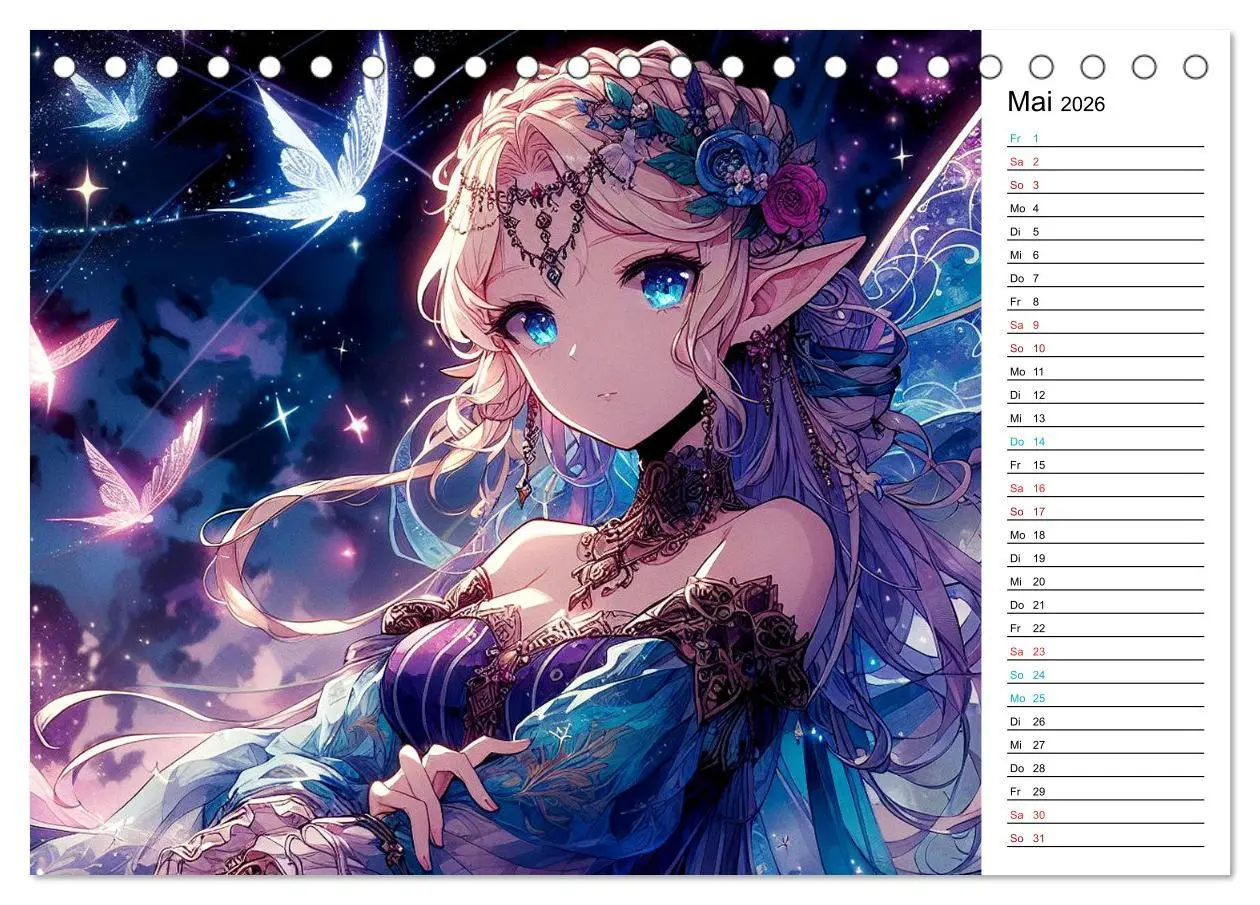 Bild: 9783457405055 | Bezaubernde Manga Elfen (Tischkalender 2026 DIN A5 quer), CALVENDO...