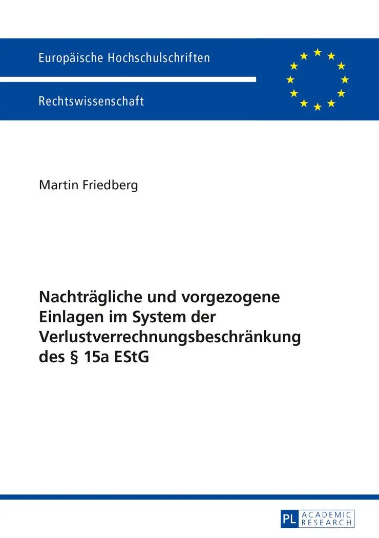 Cover: 9783631645055 | Nachträgliche und vorgezogene Einlagen im System der...