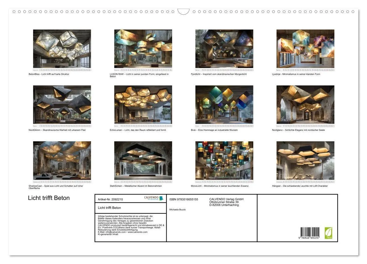Bild: 9783516655155 | Licht trifft Beton (Wandkalender 2026 DIN A2 quer), CALVENDO...