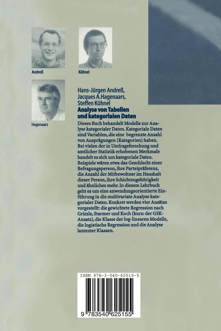 Rückseite: 9783540625155 | Analyse von Tabellen und kategorialen Daten | Andreß (u. a.) | Buch