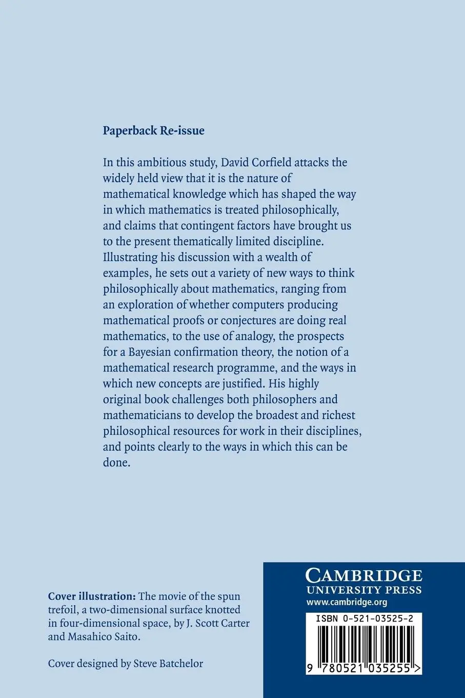 Rückseite: 9780521035255 | Towards a Philosophy of Real Mathematics | David Corfield (u. a.)