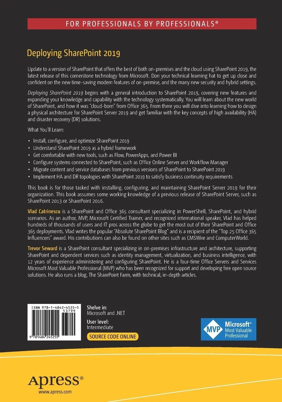 Rückseite: 9781484245255 | Deploying SharePoint 2019 | Trevor Seward (u. a.) | Taschenbuch | XVII