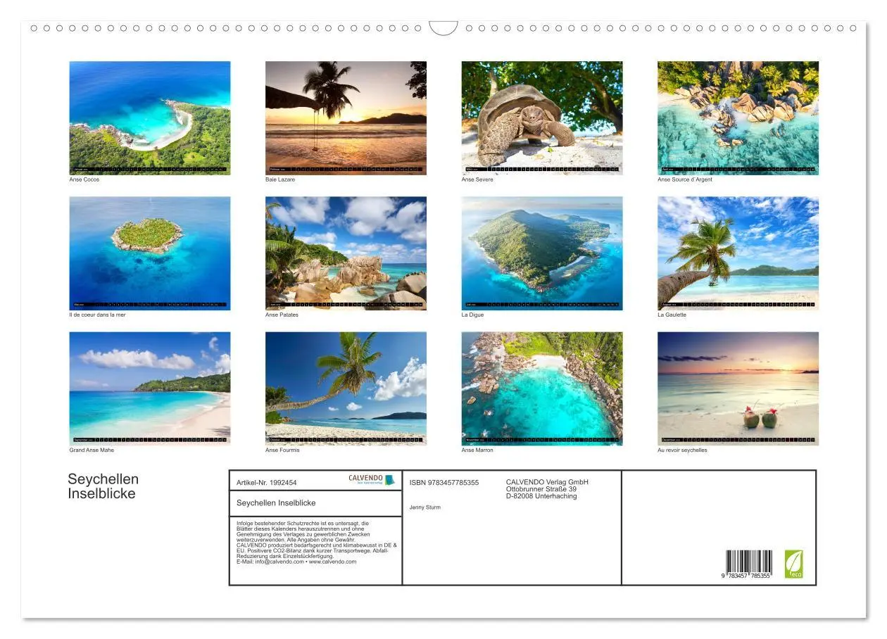 Bild: 9783457785355 | Seychellen Inselblicke (Wandkalender 2026 DIN A2 quer), CALVENDO...