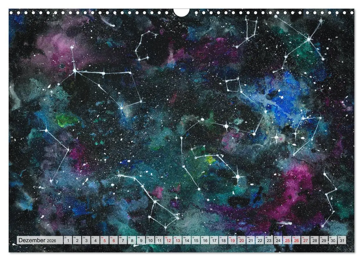 Bild: 9783457925355 | Gemaltes Weltall (Wandkalender 2026 DIN A3 quer), CALVENDO...