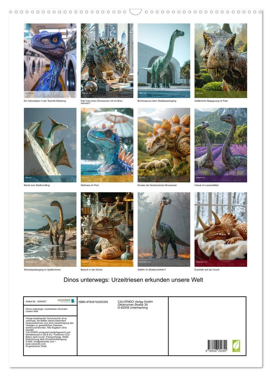 Bild: 9783516255355 | Dinos unterwegs: Urzeitriesen erkunden unsere Welt (Wandkalender...