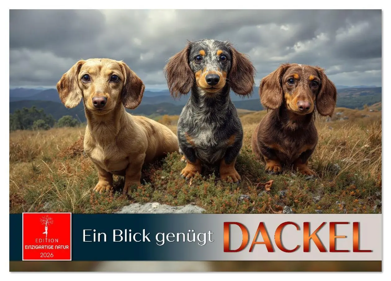 Cover: 9783516635355 | Dackel - ein Blick genügt (Wandkalender 2026 DIN A2 quer), CALVENDO...